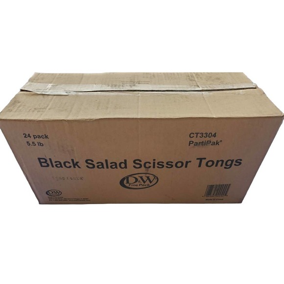 D&W Fine Pack, 24 pack Black Salad Scissor Tongs, CT3304 Partipak- Free Shipping - Picture 2 of 6